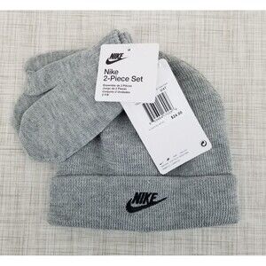 NWT Nike Beanie & Glove/Mitten 2-Piece Set Dark Heather Grey Toddler 2/4 Winter